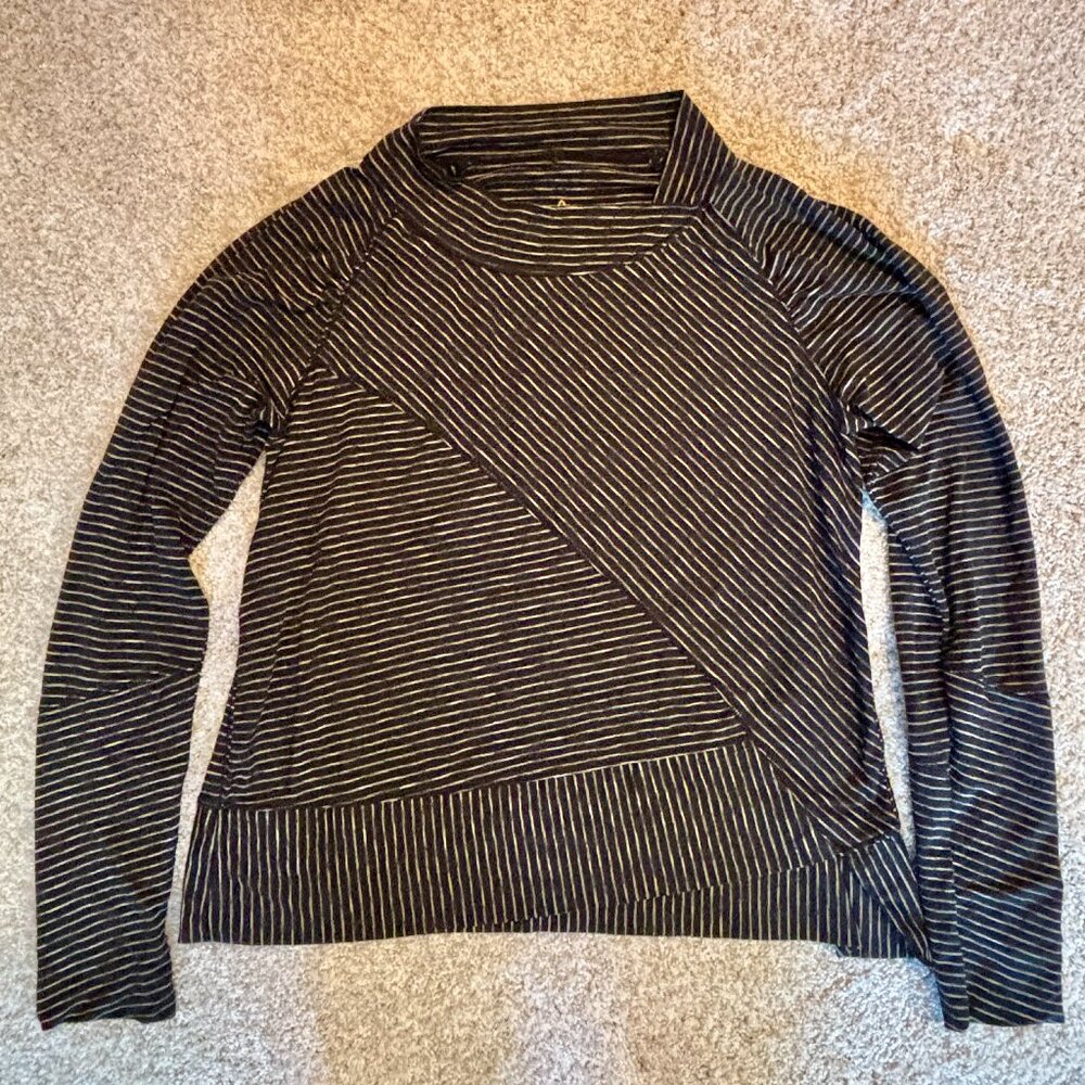 Prana asymmetrical stretch striped shirt